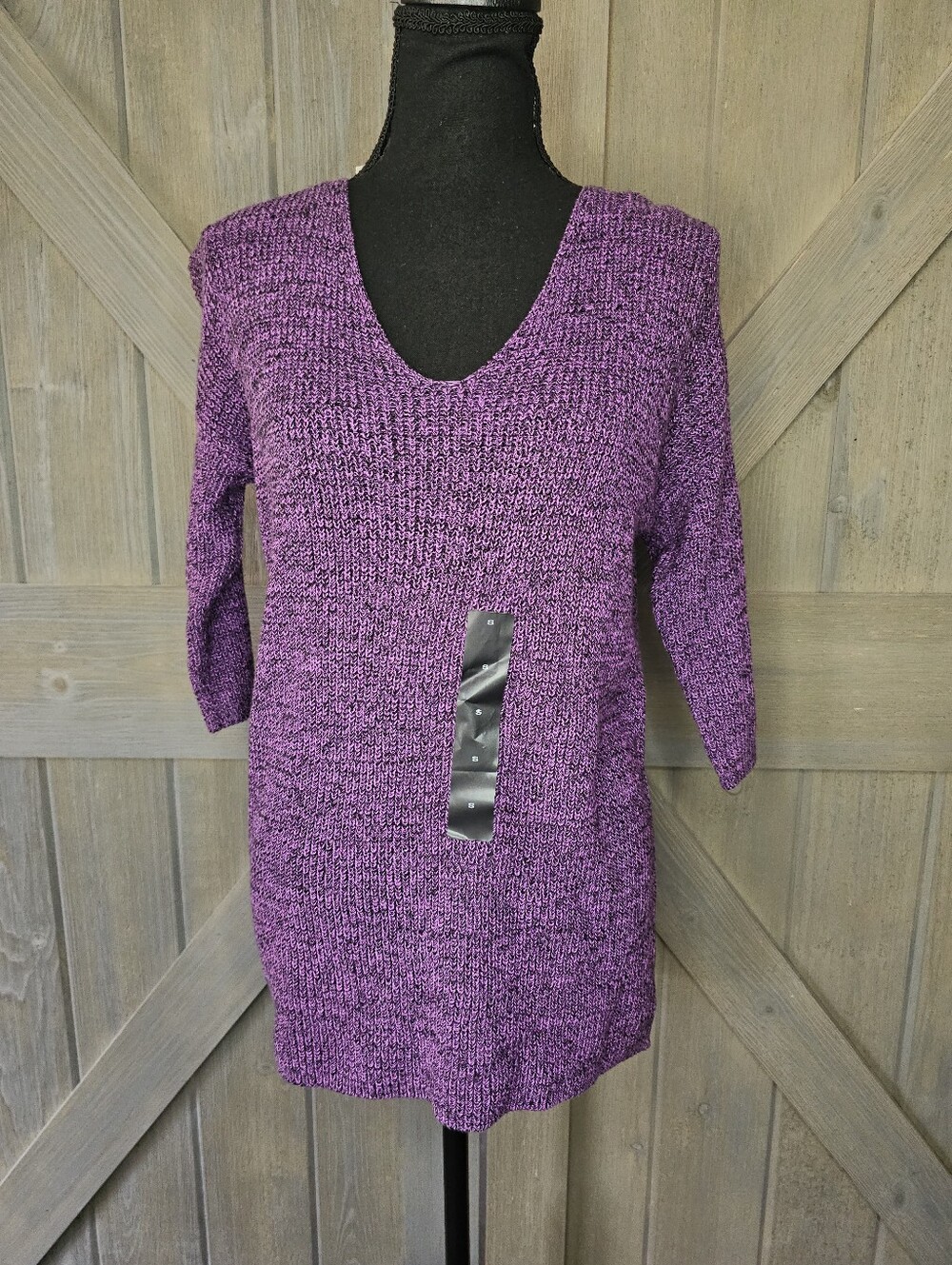 Nwt Attention Purple V-Neck 3/4 Sleeve Knit Sweater sz Small